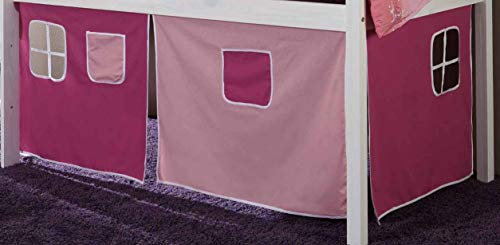 Vorhang Hochbett Kinderbett Stoff 3-teilig Pink, rosa incl.Kebeklett ohne Aufdruck