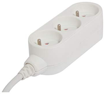 CHACON Bloc Multiprise 3 Prises Design sans parafoudre, Bloc 3 Prises - 0,5m -Blanc 48838