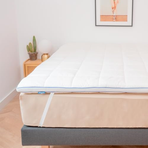 Surmatelas De Confort Moelleux 160 x 200 cm - Qualité Hôtellerie - Fabriqué en France - Epaisseur Totale de 7cm - Enveloppe Déhoussable et Lavable - Certifié Oeko-Tex (160_x_200_cm)