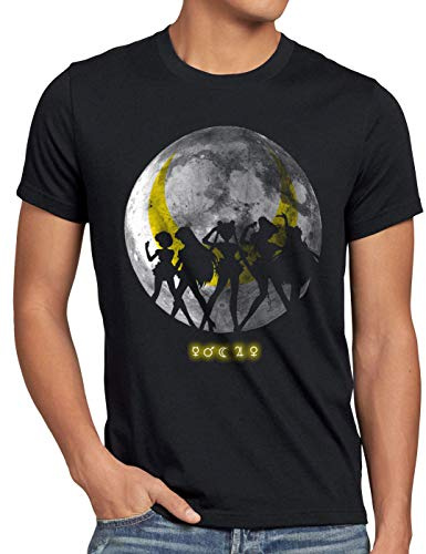 style3 Sailor Senshi T-Shirt Herren mond mondstein Luna Mars Planet Anime, Größe:XL, Farbe:Schwarz