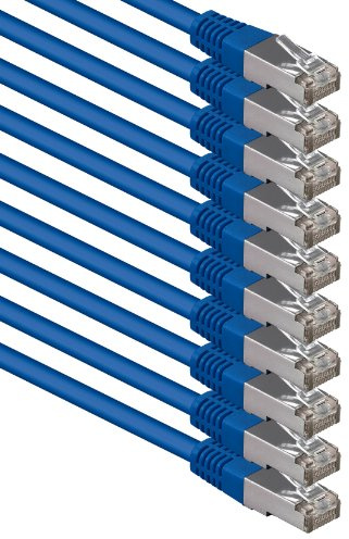 7,5m blau - 10 Stück Cat.6 Patchkabel Netzwerkkabel CAT6 S-FTP Gigabit LAN PIMF CAT 6 Kupfer CU Halogenfrei Internet DSL Spielkonsole Smart TV