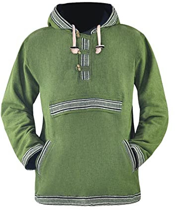 virblatt-Baja Hoodie Hippie Hoodie Mexican Sweater Joe Rasta Pullover Ethnic Clothes Drug Retro Festival Hippie Clothing -Sphärenhaft gnxl Green