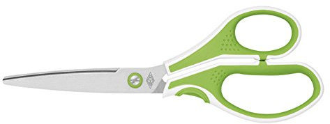 Wedo 9758011 Edelstahlschere Cut-it 2(1 cm gebürstet, Spezialschliff ergonomische Softtouch-griffe) hellgrün/weiß