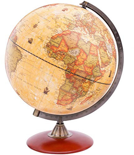 Exerz 30cm Antiker Globus Mit Holzfuß - Englische Karte - Für Kinder Büro Deko - Schülerglobus Morden Map Mit Antiker Farbe - Durchmesser 30cm