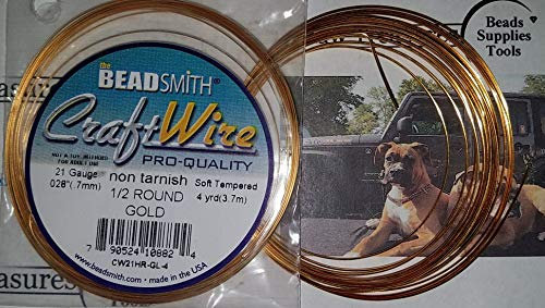 Gold Plated Half Round Craft Bead Wire 21Ga (12Ft)