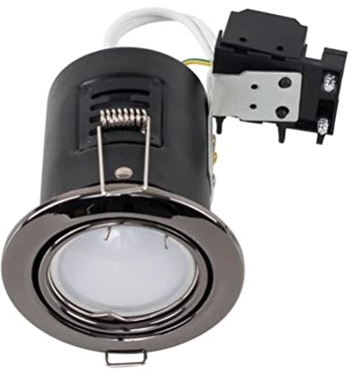 MiniSun | Fire Rated Black Chrome Tiltable GU10 Recessed Ceiling Downlight | Downlights & Home Improvements Essential | Mains Wired