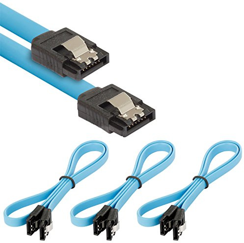 POPPSTAR 3x SATA Kabel für SSD/HDD (0,5 m SATA 3 Datenkabel, 2 gerade Stecker) bis zu 6 Gbit/s, blau