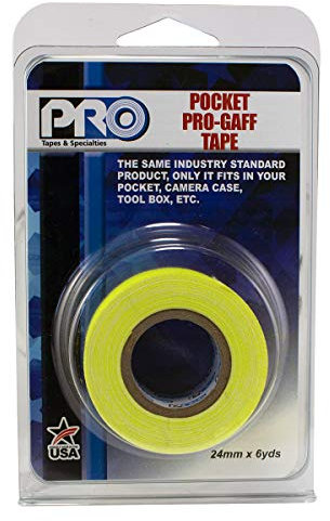 Pro Tapes 306GB16MFLYEL1 Pro Pocket Gaff Tape Ruban adhésif 2,5 cm x 6 m, jaune fluo