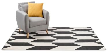 benuta Pop Teppich Dessert - Schwarz/Weiß 140x200 cm - Kunstfaser - Rechteckig & im Style: Ikat, Hygge & Cozy, Minimalistisch - Pflegeleicht für Wohnzimmer Schlafzimmer