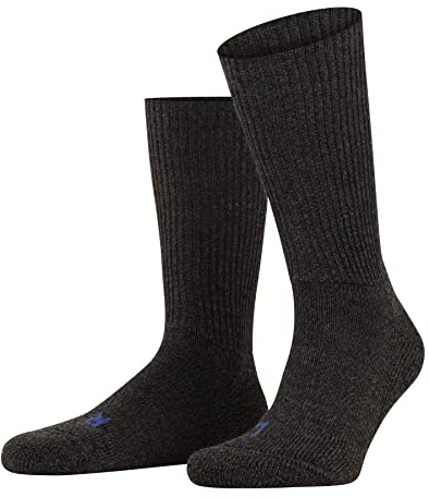 FALKE Unisex Walkie Ergo Socks, Crew Length, Thick Sole, Hiking Sock, Breathable, Moisture-Wicking, Merino Wool, Grey (Smog 3150), 12.5-13.5, 1 Pair