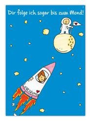 Blinies Sheepworld, Postkarte, Dir Folge ich sogar bis zum Mond!