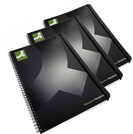 Q-Connect Wirebound A4 Polypropylene Notebook 160 Pages - Black, Pack of 3
