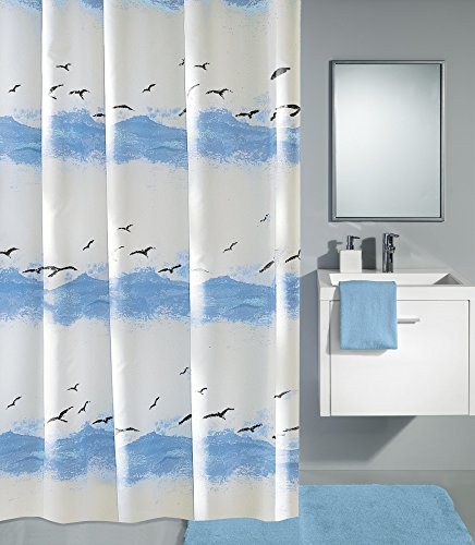 Kleine Wolke Textiler Duschvorhang Seaside , Größe:ca 240 x 180 cm;Farbe:krokusblau