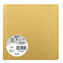 Clairefontaine 11890C - Packung mit 25 Karten Pollen, 13,5x13,5cm, 210g, ideal für Ihre Korrespondenz und Einladungen, Gold, 1 Pack