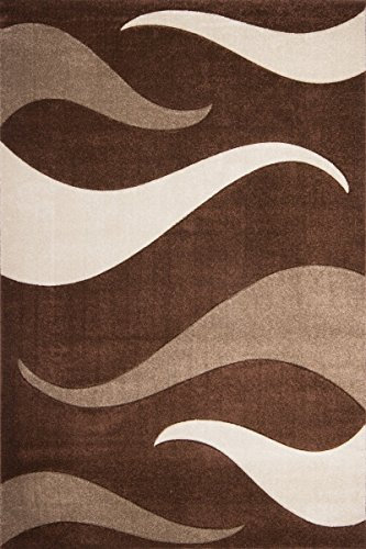 Kayoom Design Teppich Netherlands - Amsterdam Braun mit Wellen Muster Konturenschnitt, Größe:80x150cm