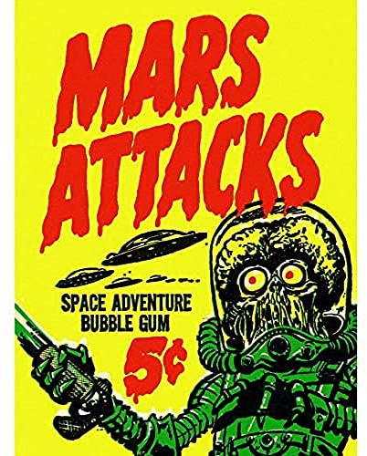 Wee Blue Coo Advertising Mars Attacks Bubble Gum Alien Monster Saucer Art Large Art Print Poster Wall Decor 18x24 inch