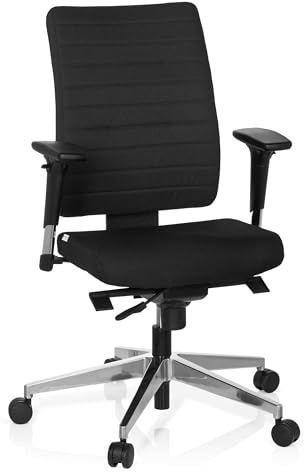 hjh OFFICE 608814 Bürostuhl PRO-TEC 350 Stoff Schwarz Bürodrehstuhl ergonomisch, Rückenlehne & Armlehnen verstellbar
