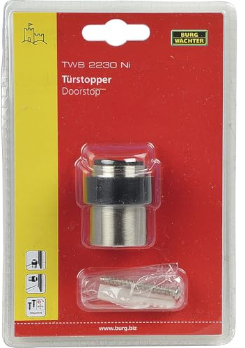 Burg-Wächter Wand- und Boden-Türstopper, Inkl. Befestigungsmaterial, TWB 2230 Ni SB, Edelstahl-Optik