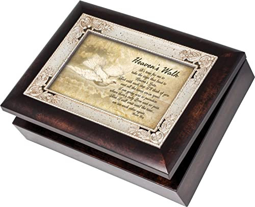 Heavens Walk Bereavement Memory Italian Style Burlwood Finish Decorative Keepsake Jewelry Music Box Plays How Great Thou Art