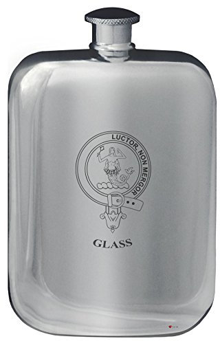 I LUV LTD 6oz Rounded Pocket Hip Flask in Polished Pewter for Glass Scottish Family Name Crest