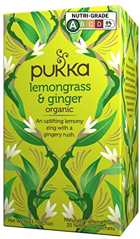 Lemongrass & Ginger Herbal Tea Bags - Organic & Fair Lemongrass, Ginger Root and Licorice Root
