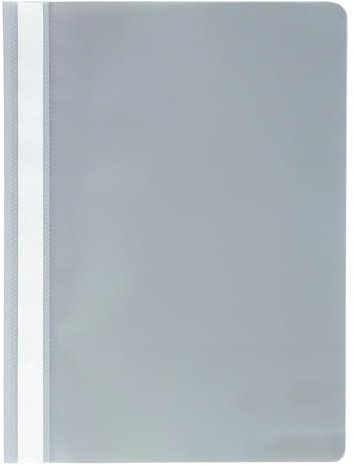 Exacompta 449210B 25er Pack Plastik-Schnellhefter. Aus PP-Folie für DIN A4 kaufmännische Heftung grau mit Beschriftungsstreifen Hefter Ideal für Büro und Schule