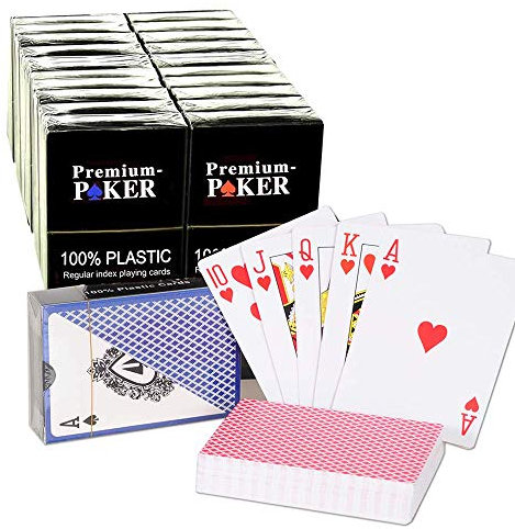 24 X Premium Poker Karten Pokerkarten 100 % Plastik Spielkarten Black Jack Skat - kleiner Index