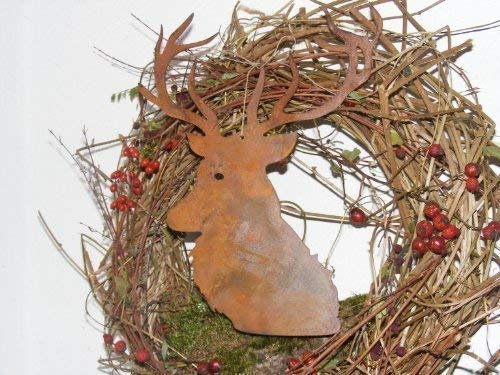 Rostikal Hirsch Deko Metall Rost 29 x 23 cm Fensterdeko hängend Gartendeko Rost Figur