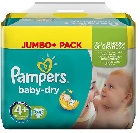Pampers Baby Dry Size 4+ (Maxi+) Jumbo Pack 76 Pack