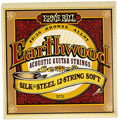 Ernie Ball, Earthwood Silk and Steel Soft 12-String 80/20 Bronze, Corde per chitarra acustica a 12 corde, diametro 9-46