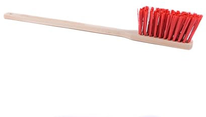 BawiTec Qualitäts Langstiel Handfeger,1 Stück,Länge 60cm,robuste rote Elaston-Kunststoff-Borsten,Holzgriff gelocht,Sicherheitshandfeger,Handbesen für Haus,Garten,Gewerbe,Industrie,Handwerk