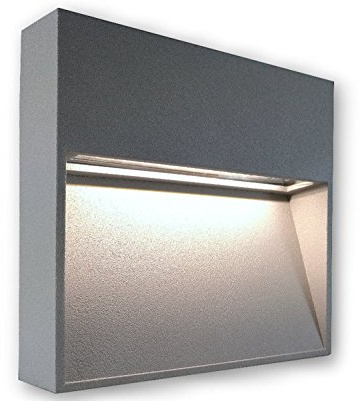 LICHT DISCOUNT 2W LED Treppenbeleuchtung Stufenbeleuchtung Silber 230V | Treppenlicht Treppenleuchte 4188 square neutralweiß | Treppenspots für Innen- & Außenbereich | Wandlampe
