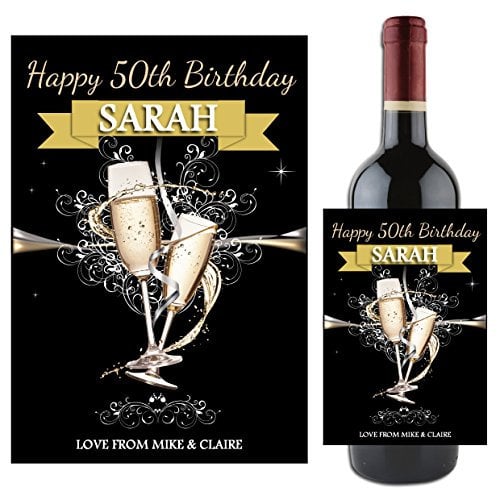 Personalised 18th 21st 30th 40th 50th 60th Happy Birthday Wine Champagne Bottle Label ~ Gift Idea N83 Any Age