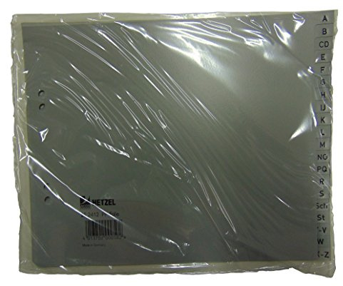 Hetzel Ordnerregister A - Z Register aus PP, A4 Halbiert, 17 cm, 226x170 mm, 20 Blatt, 1 Stück - grau