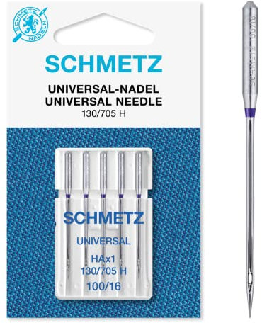 SCHMETZ | 5 Nähmaschinennadeln | Universal | 130/705 H | Nadeldicke 100/16 | auf jeder gängigen Haushaltsnähmaschine einsetzbar