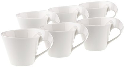 Villeroy & Boch NewWave caffè Cappuccino Tazza/Moderne Cappuccino Tazza in Porcellana 6 X Tazza Cappuccino (0, 25L) Tazza di caffè, Bianco, 32 x 21.5 x 9.5 cm, 6 unità
