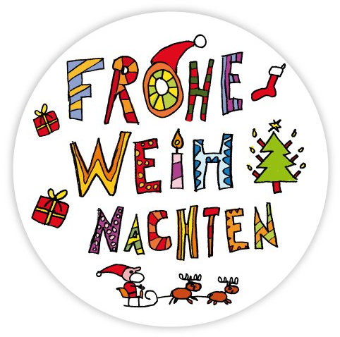 Weihnachtsaufkleber Weihnachtssticker Frohe Weihnachten Ø 30 mm 100 Stück Haftpapier