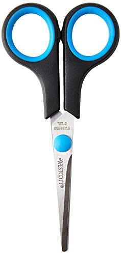 Westcott E-30252 00 Schere Easy Grip Lefty rostfrei, gerade, symmetrisch, 13 cm/5, für Linkshänder, blau/schwarz