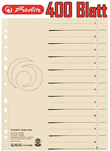 Herlitz 10840205 Trennblatt A4 chamois (100er, Kraftkarton Druck) (4, A4 | 100er Pack)