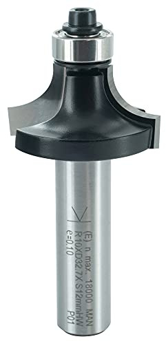 ENT 14376 Abrundfräser HW, Schaft (S) 12 mm, Durchmesser (D) 32,7 mm, NL 16 mm, R 10 mm, SL 40 mm, mit Kugellager