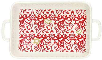 BRANDANI 54445 Abbracci-Cacerola de Porcelana, Blanco y Rojo