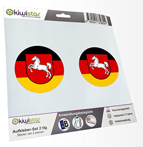 KIWISTAR - 2X Kennzeichenaufkleber - Niedersachsen - Kennzeichen Aufkleber Sticker Nummernschild Land Country Nation