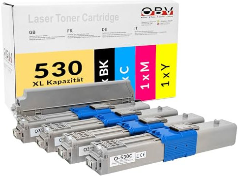 OBV 4X kompatibler XL Toner für Oki C510 C510DN C530 C530DN MC561 MC561DN C511dn C531dn MC562dn schwarz, Cyan, Magenta, gelb je 5000 Seiten