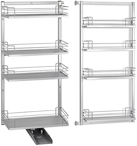 Dispensa Tandem II Auszugsrahmen + Tandem Side Türregal inkl. ARENA Classic Einhängetablare silbergrau Höhe: 1100 mm für 60er Hochschrank von SOTECH