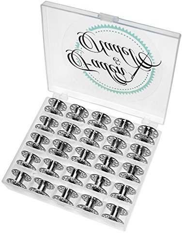 Faden & Nadel 25 Spulen für die Nähmaschine, Nähmaschinenspulen aus Metall (25 Spulen in Box)