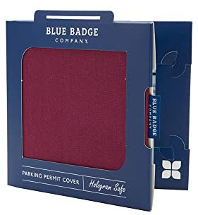 Blue Badge Co Fabric Hologram Safe Wallet, Disabled Parking Permit Cover Holder Includes Timer Clock, Made in The UK Disabled Badge Holder for Car Burgundy