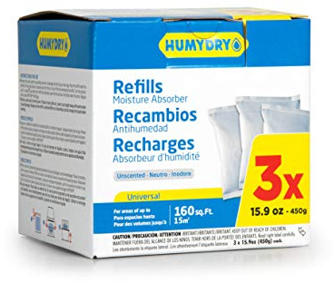 HUMYDRY Moisture Absorber Refills for 15.9 Oz Dehumidifier Device, Pack of 3 Unscented Humidity Absorber Bags, Non Electric Humidity Absorber For Home Closets Bathrooms RVs and Medium Enclosed Spaces