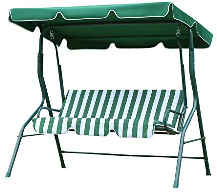 JLSun Loywe Hollywoodschaukel Gartenschaukel Schaukelbank 3-Sitzer mit Dach Stahlgestell,Grün 170x115x156cm JL12