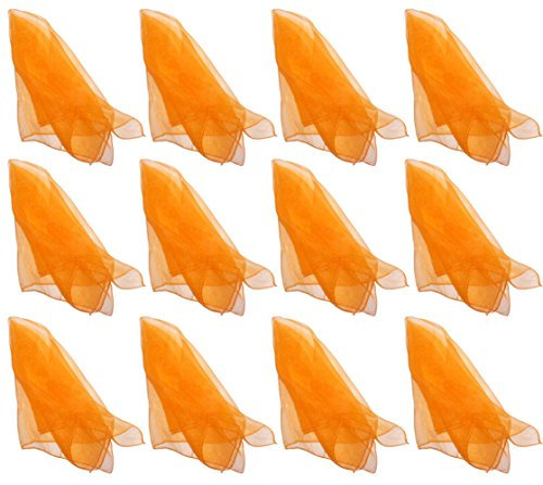 Hoerev Kleine Packung mit 12 Juggling (Tanz) Schals 60cmx60cm Kleine Floaty Schals für Kleine Leute,12 Orange