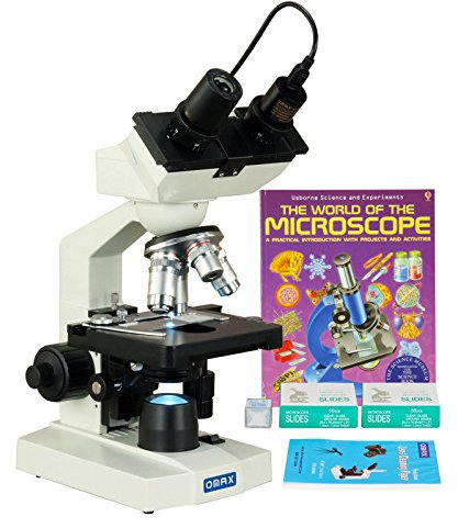 AmScope M82EZ-SCP-WM-C50S OMAX Labor LED Digitales Binokularmikroskop mit 5MP Kamera, Leere Dias, Abdeckungen, Linsenpapier, Buch, 40x-2500x